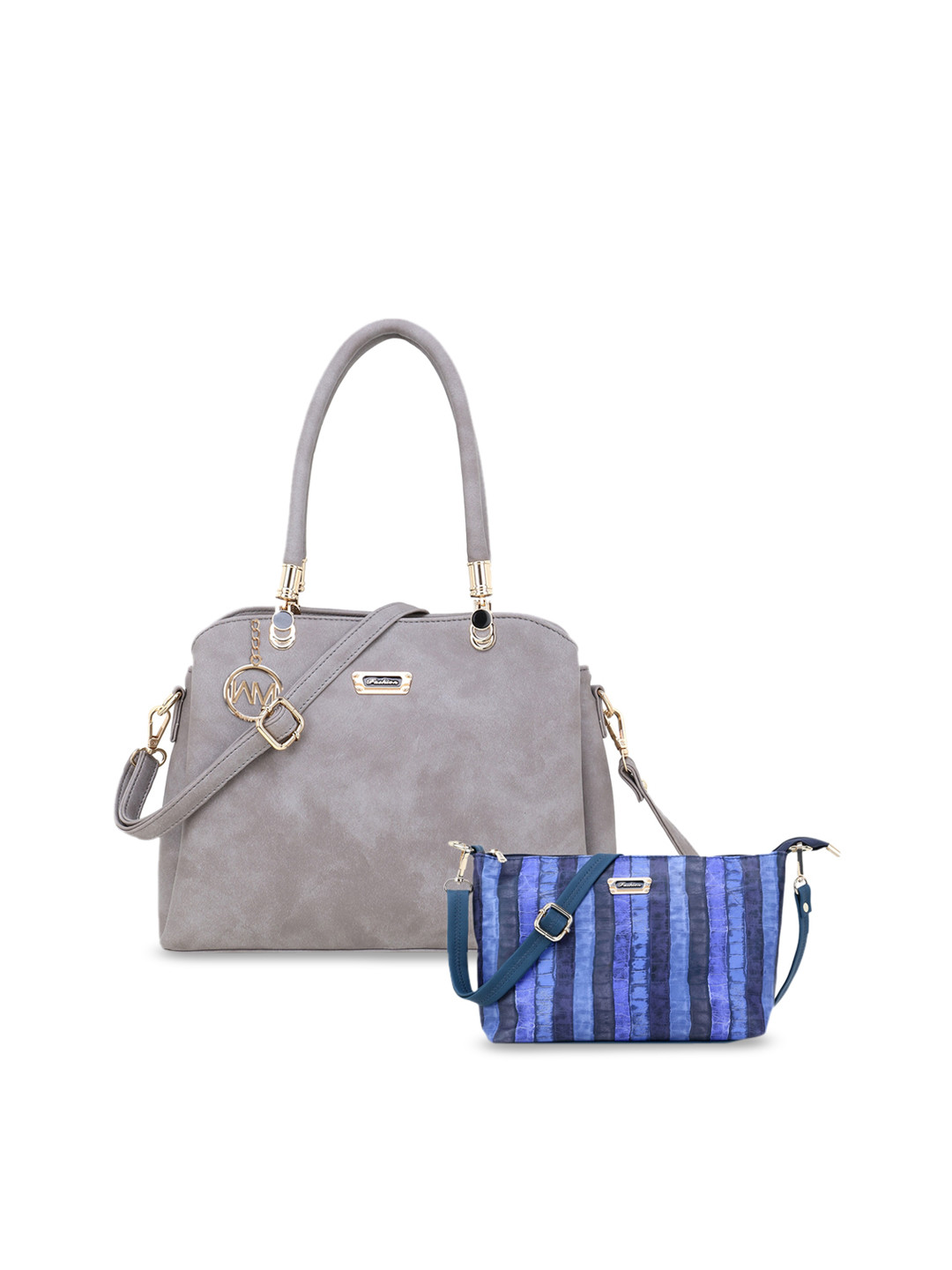

WOMEN MARKS Grey Solid Handheld Bag with Sling Bag