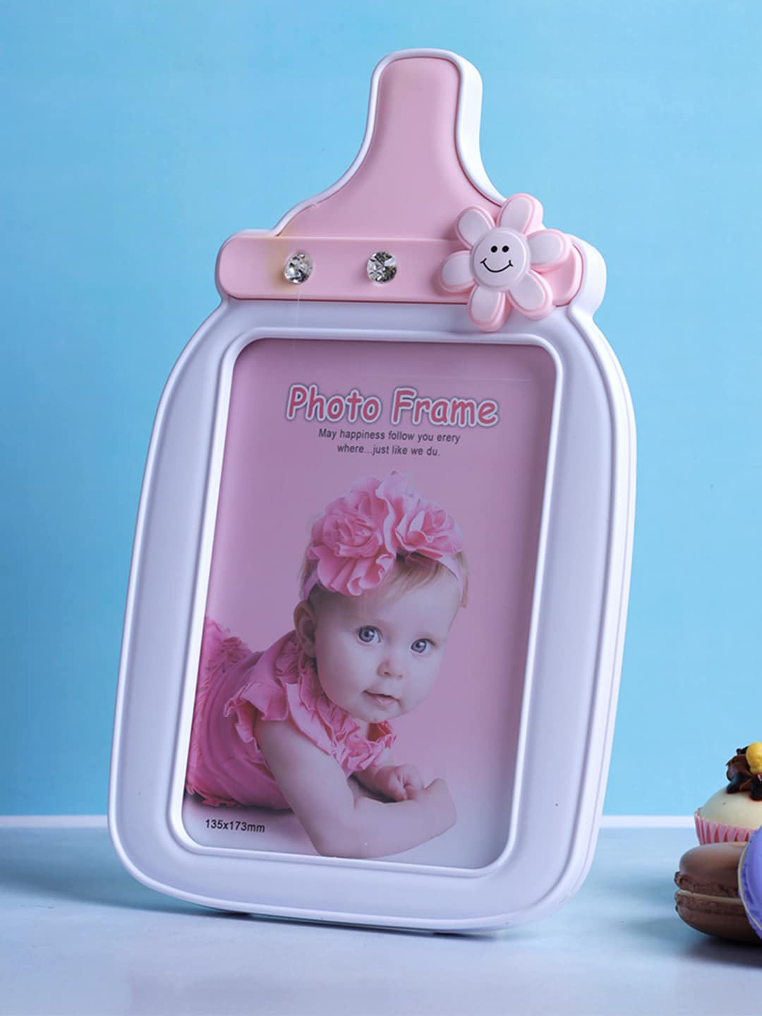 

A Vintage Affair- Home Decor Pink & White Milk Bottle Table Photo Frame
