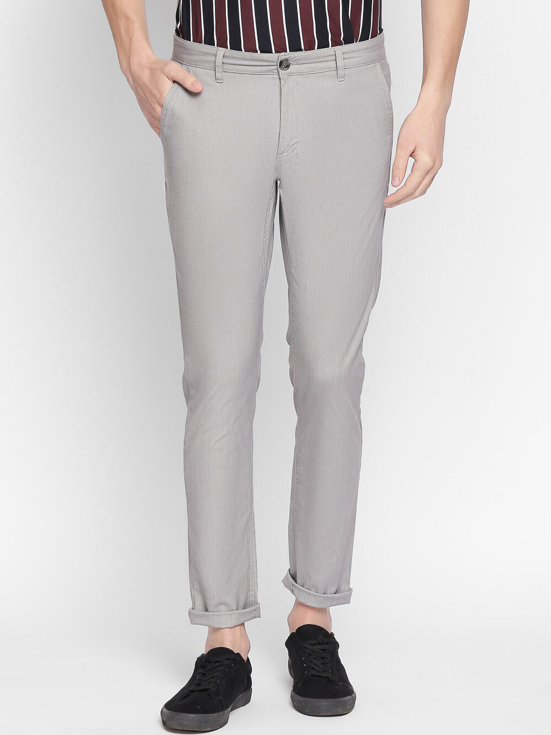 

BYFORD by Pantaloons Men Grey Slim Fit Solid Regular Trousers