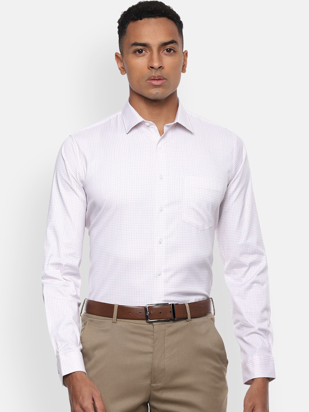 

Van Heusen Men White Slim Fit Checked Formal Shirt