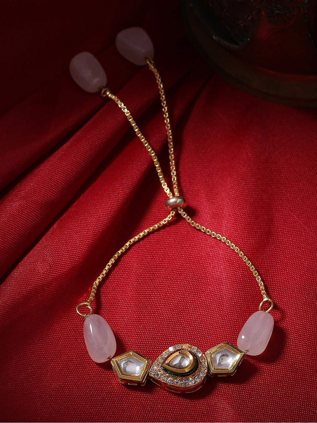 

Shoshaa Gold-Plated Pink Handcrafted Kundan Charm Bracelet