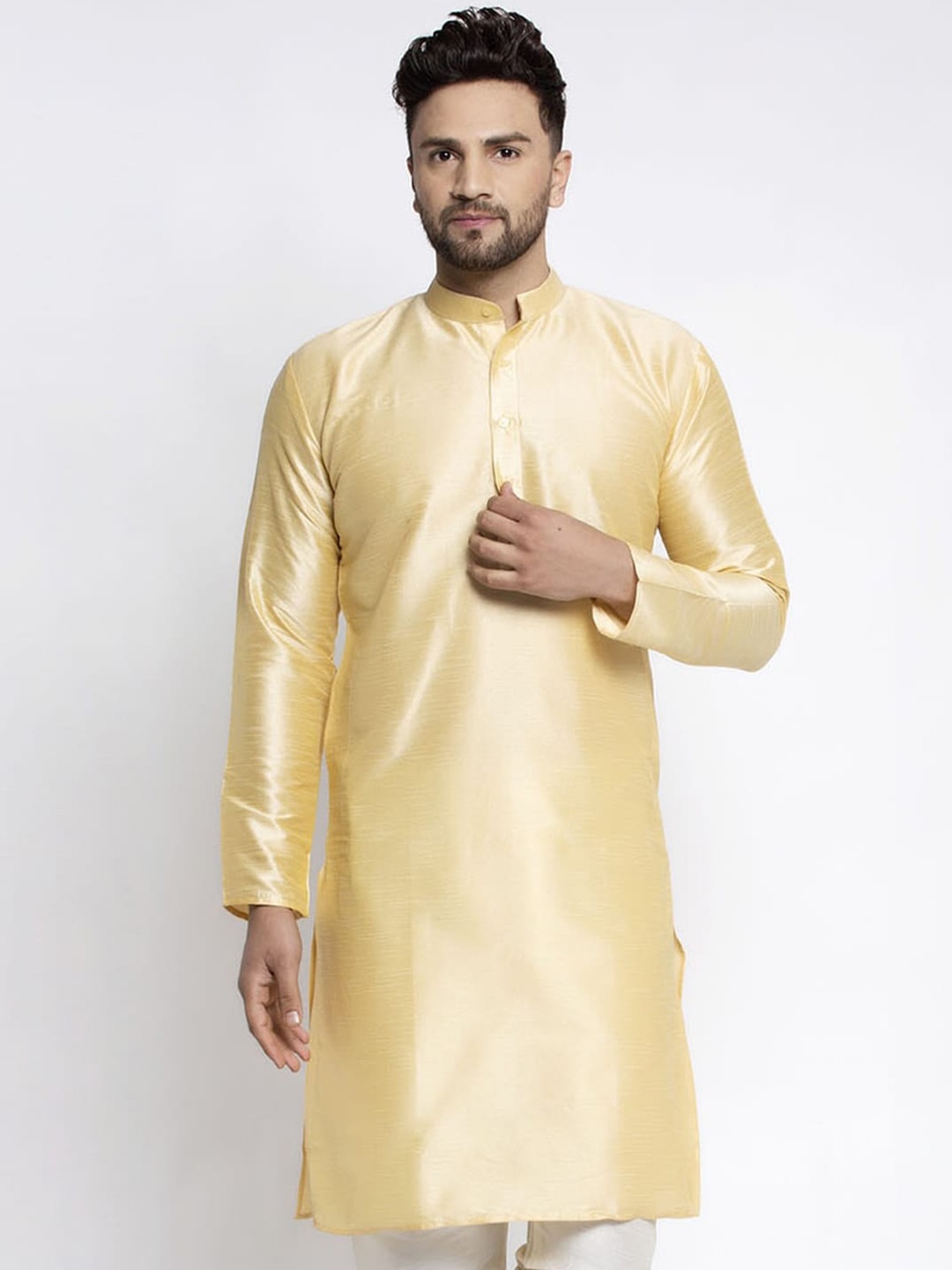 

Jompers Men Gold-Toned Solid Straight Kurta