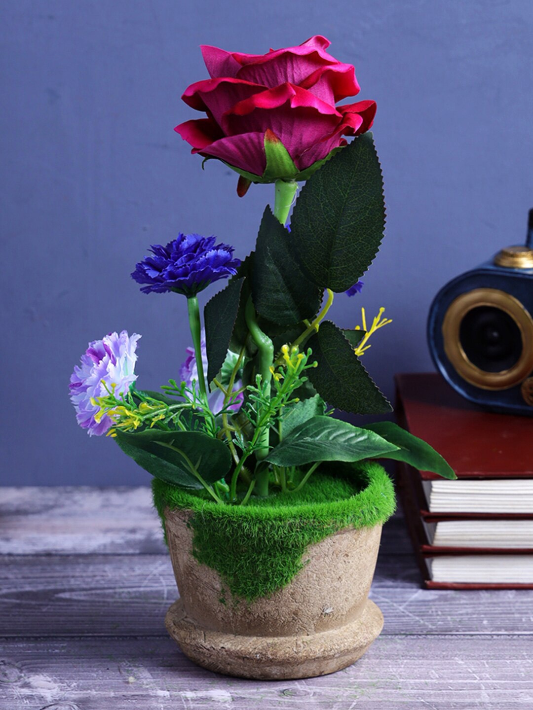 

A Vintage Affair- Home Decor Red & Green Artificial Laura Flower Plant With Pot