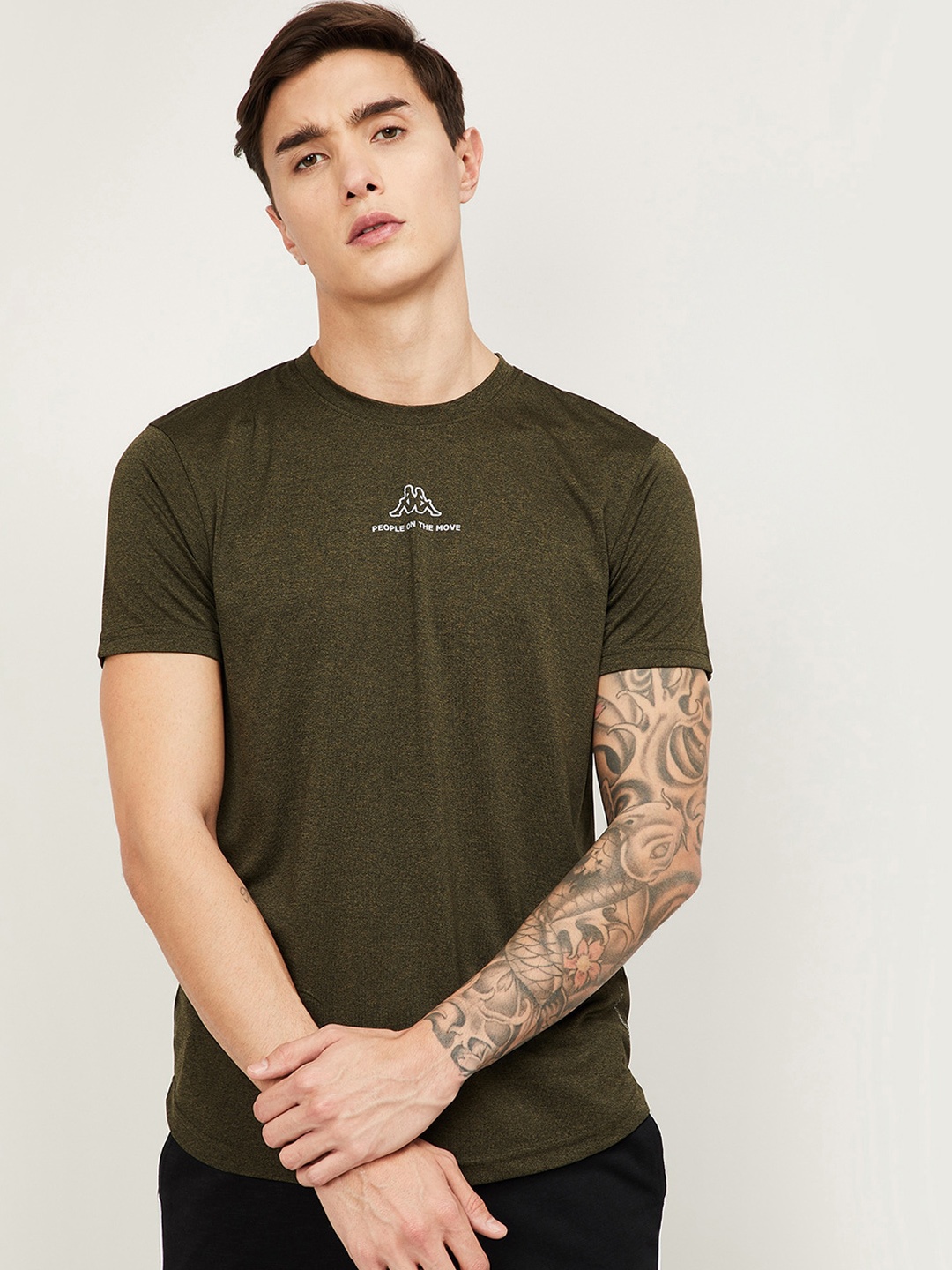 

Kappa Men Olive Green Printed Round Neck T-shirt