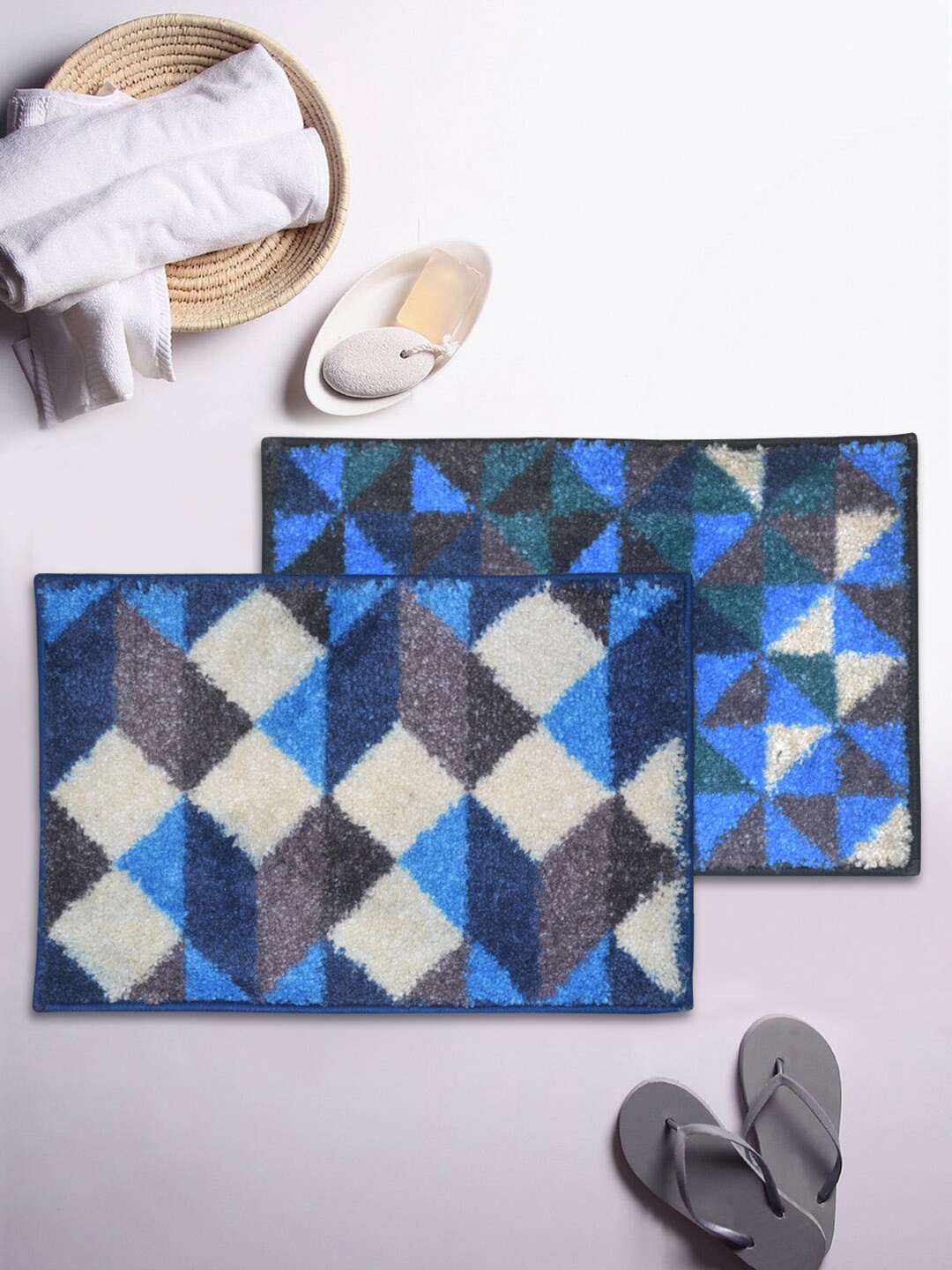 

BIANCA Soft-Cotton Bath Mat With Rubber Back -2pc Small (super dry), Blue