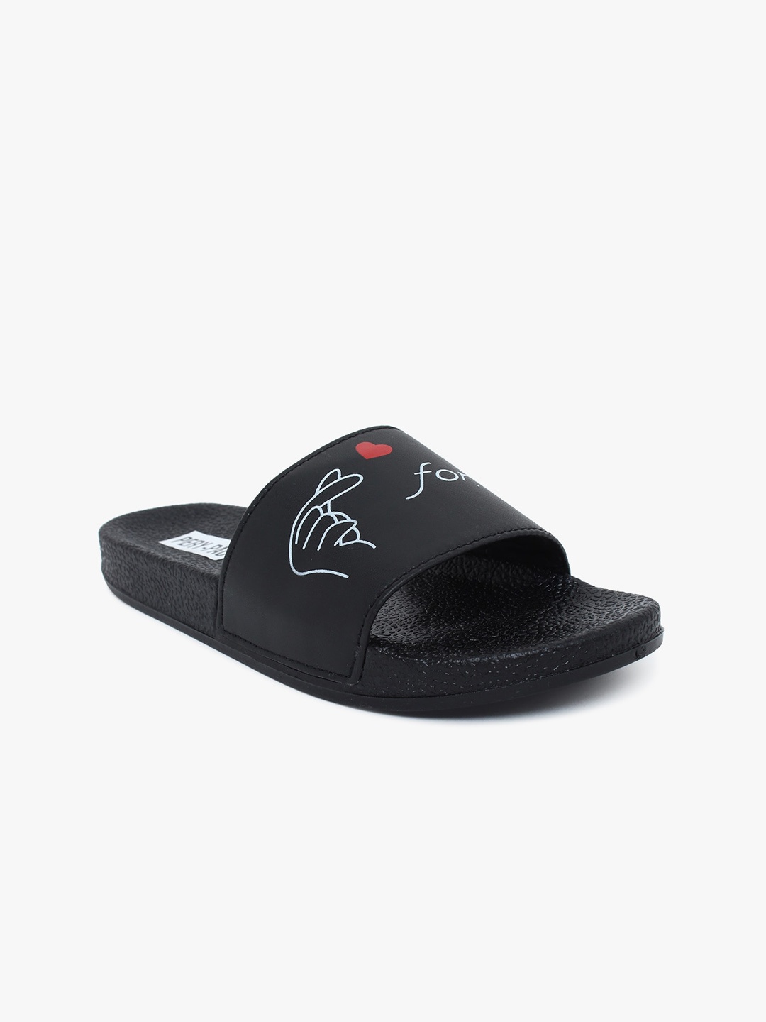 

PERY PAO Women Black & White Printed Sliders
