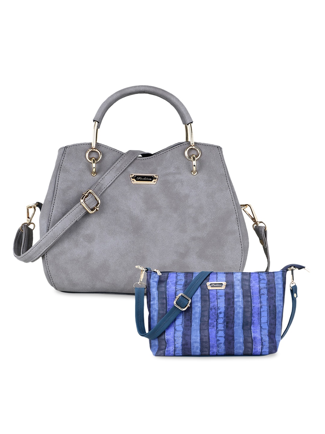 

WOMEN MARKS Grey Solid Handheld Bag with Sling Bag