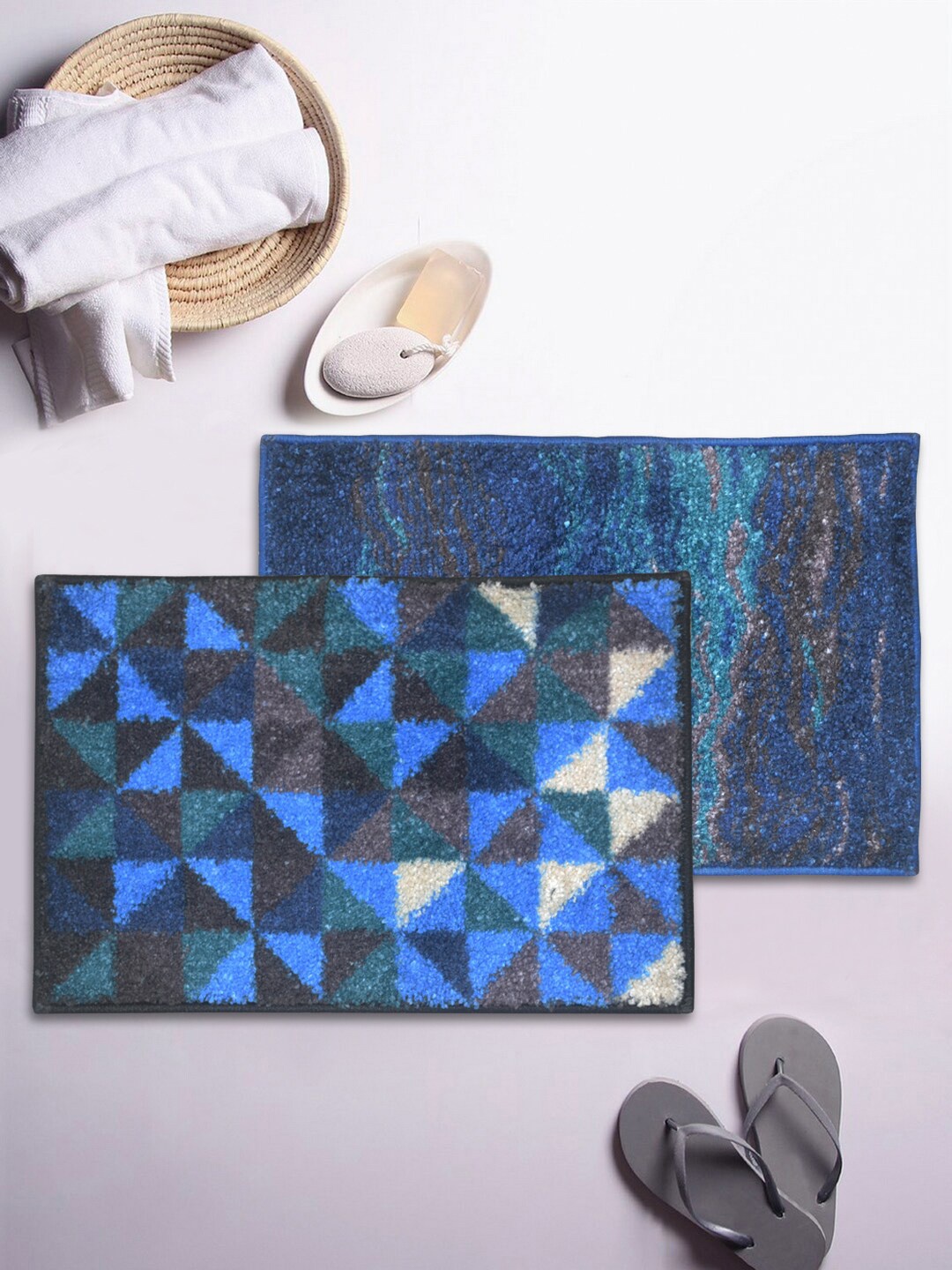 

BIANCA Soft-Cotton Bath Mat With Rubber Back -2pc Small (super dry), Blue