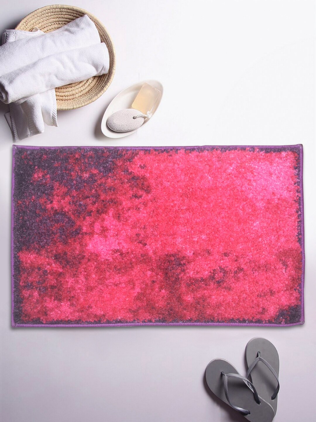 

BIANCA Pink & Purple Printed Anti-Skid Rubber Back Superdry Bath Rugs
