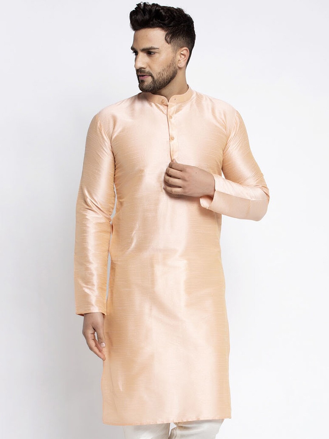 

Jompers Men Peach-Coloured Kurta