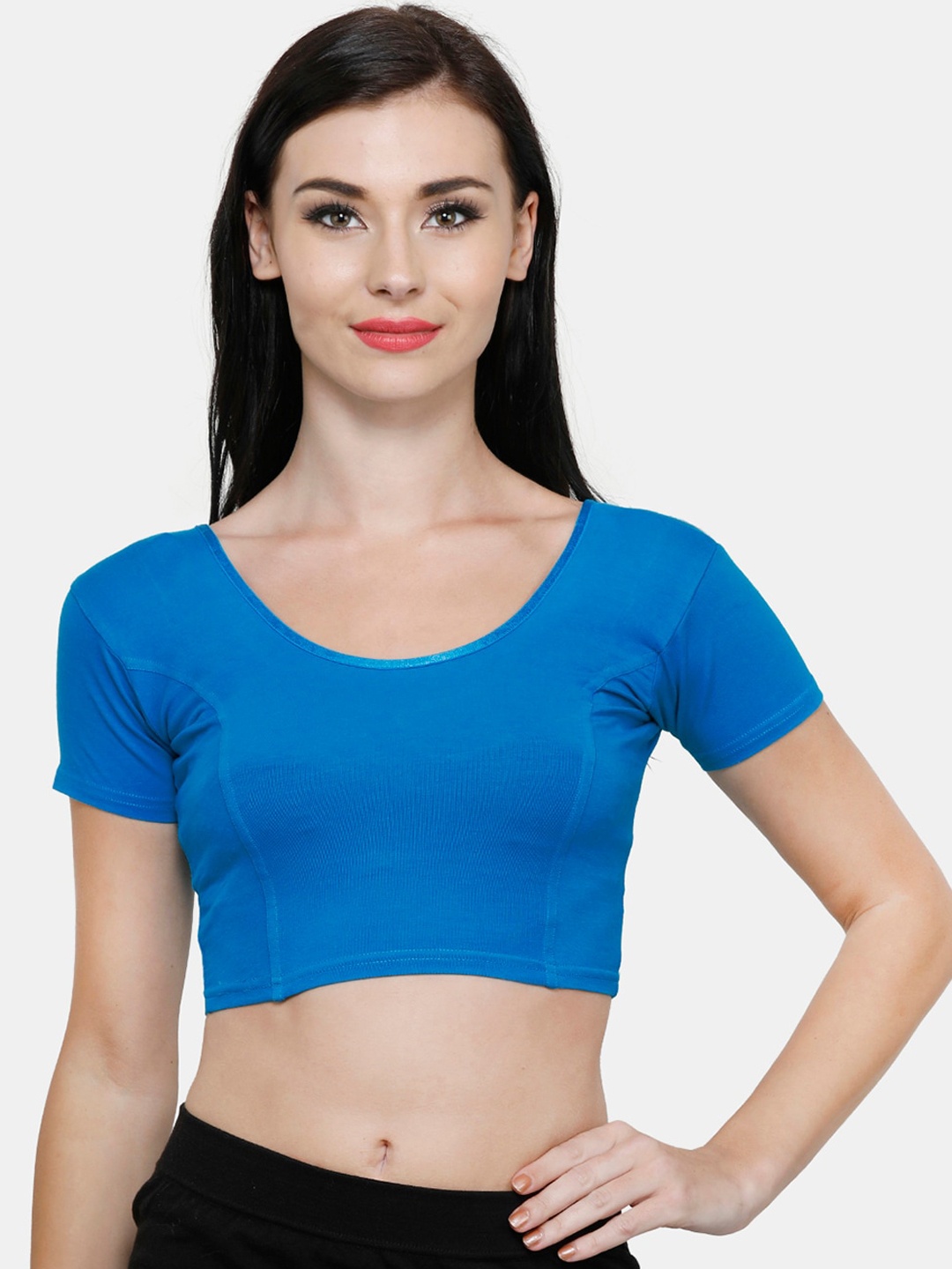 

Vami Women Victoria Blue Solid Stretchable Readymade Saree Blouse
