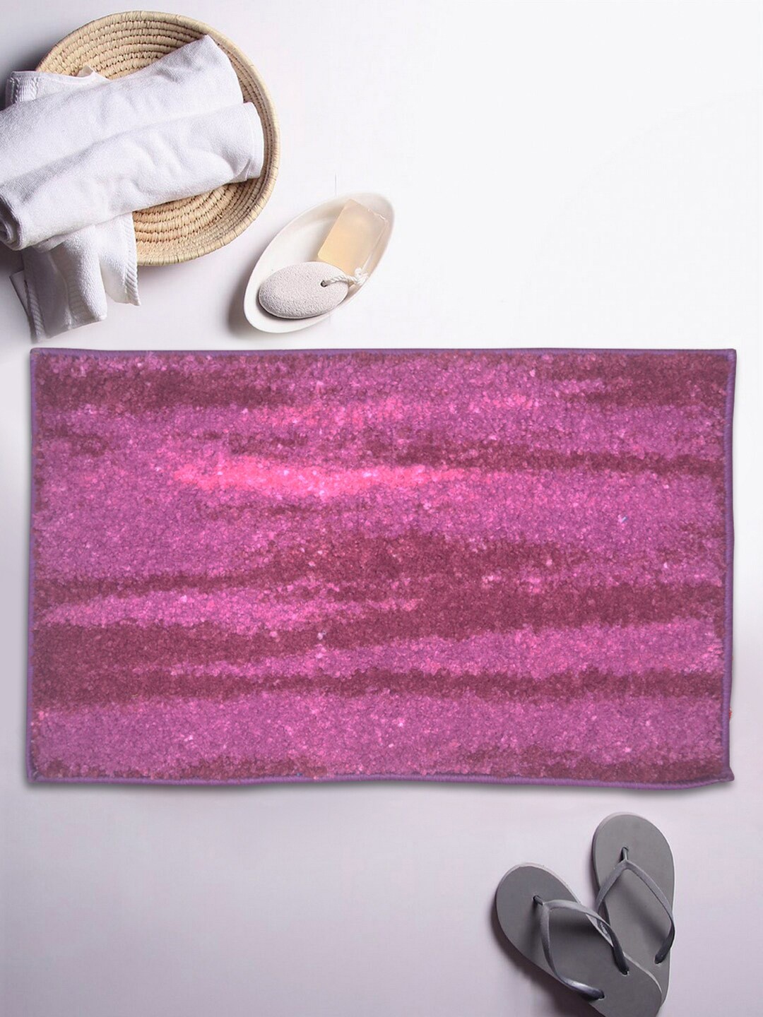 BIANCA Purple Printed 1850 GSM Microfibre Anti-Skid Bath Rugs