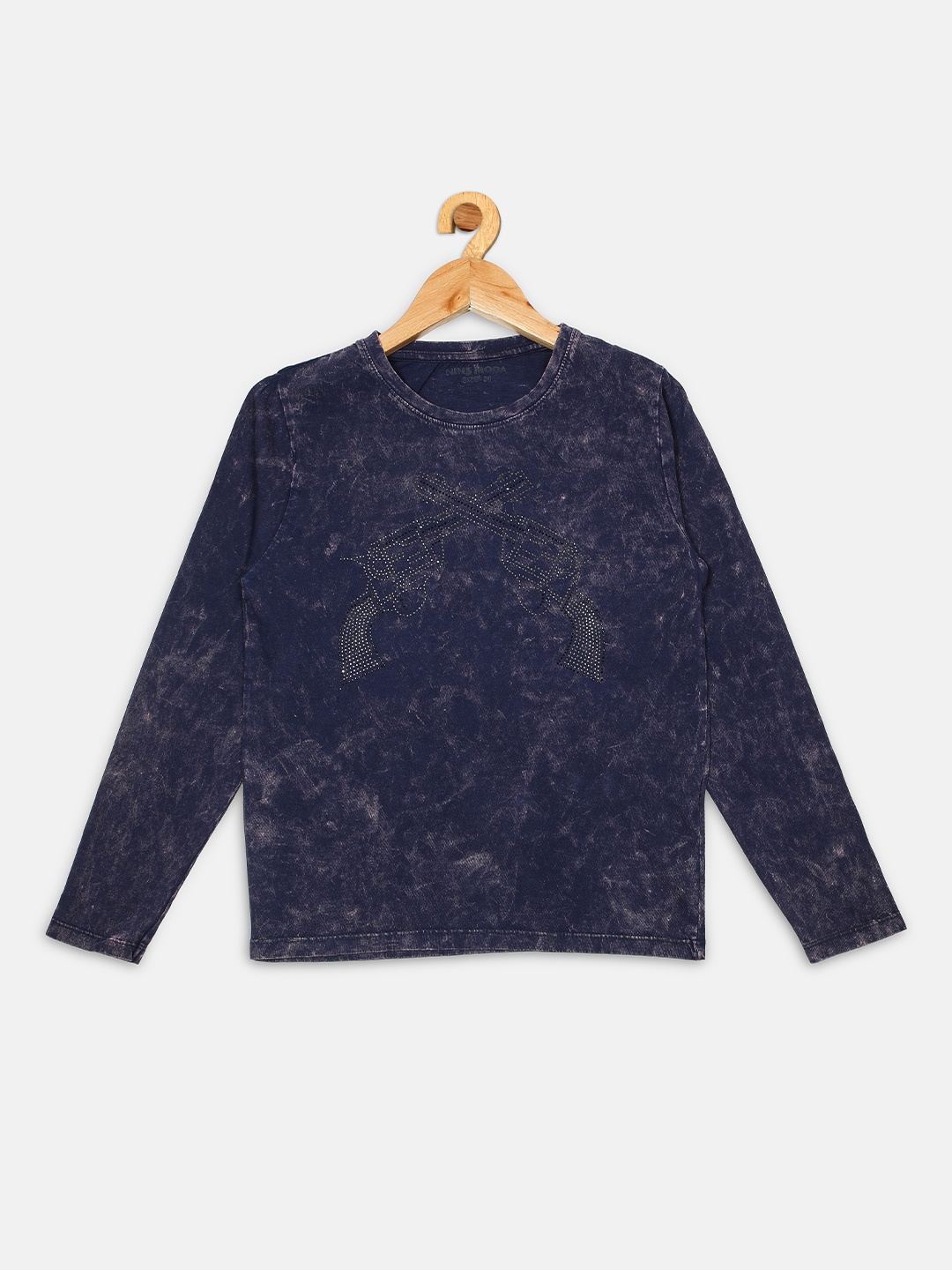 

Nins Moda Boys Blue Embroidered Round Neck T-shirt