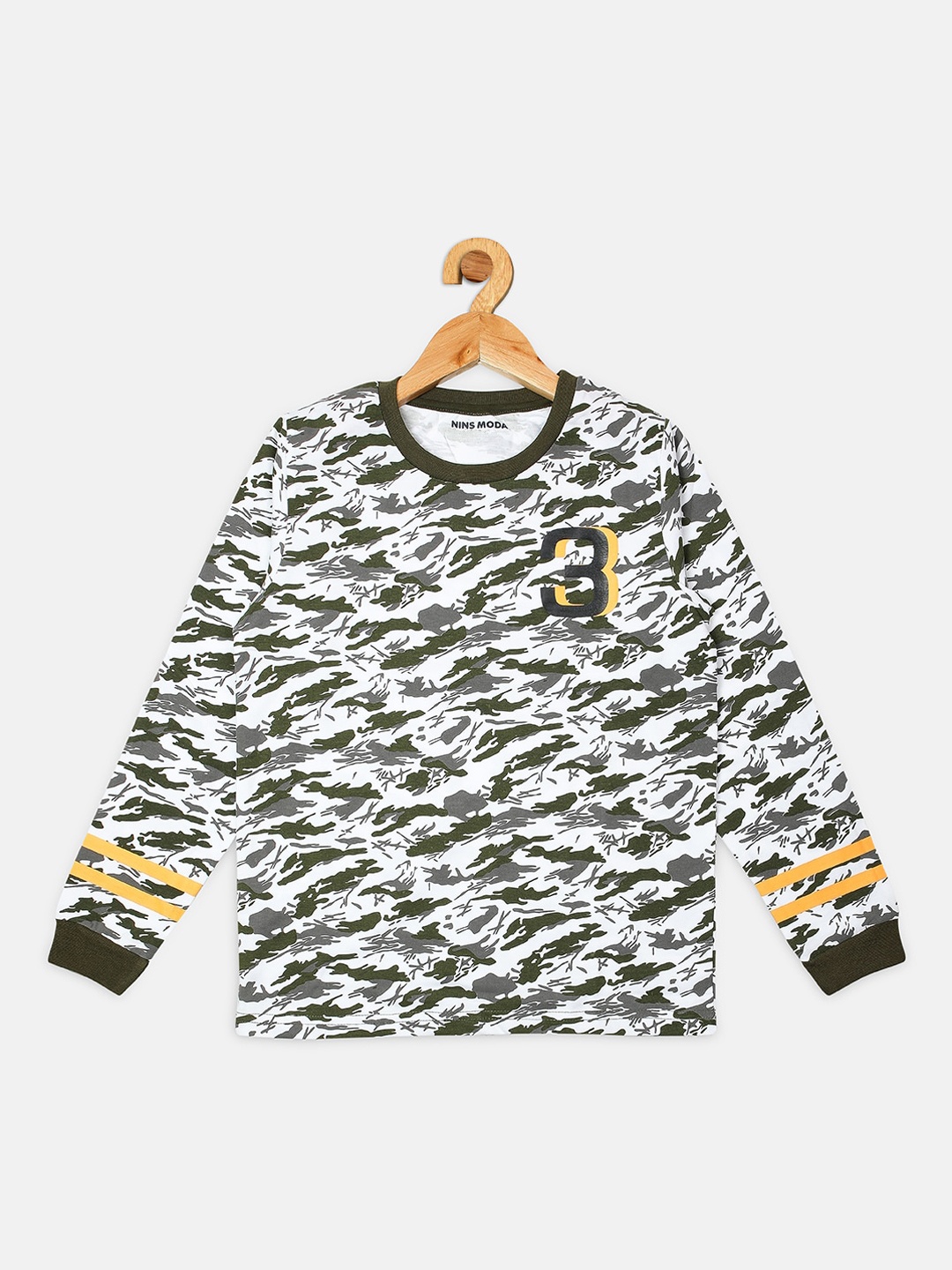 

Nins Moda Boys Green Printed Round Neck T-shirt