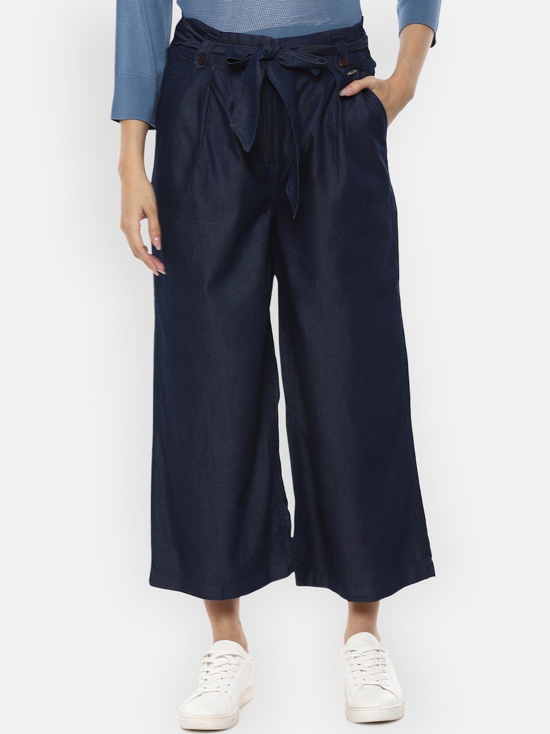 

Van Heusen Woman Navy Blue Wide Leg Mid-Rise Clean Look Jeans