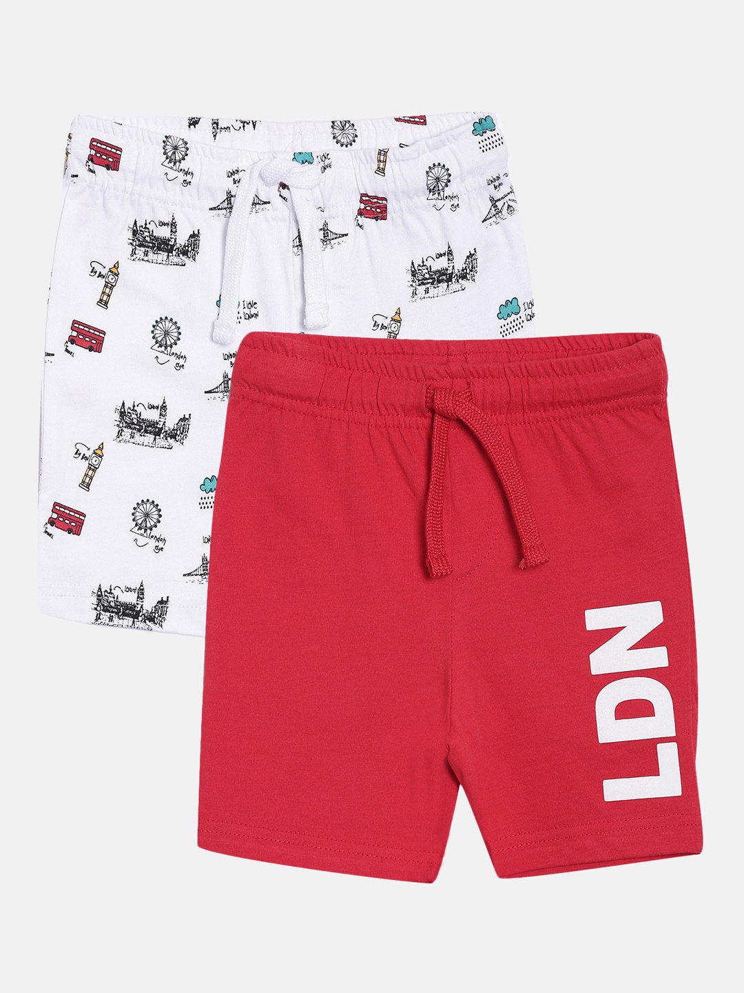 

3PIN Boys Pack Of 2 Red Printed Regular Fit Regular Shorts
