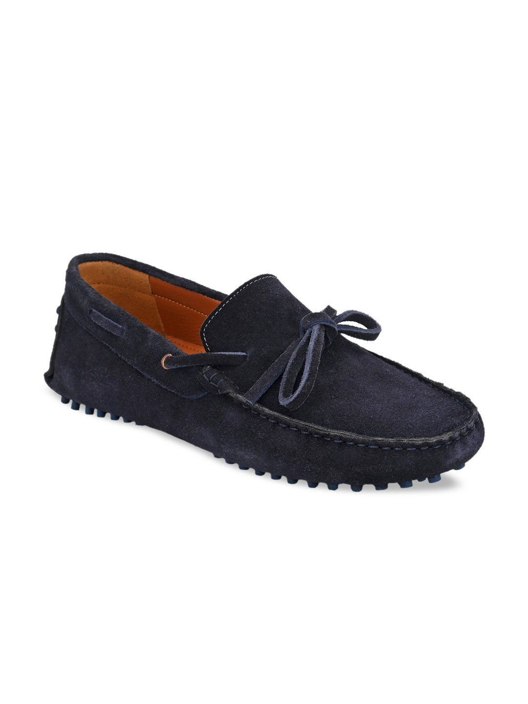 

SHENCES Men Navy Blue Suede Driving Shoes