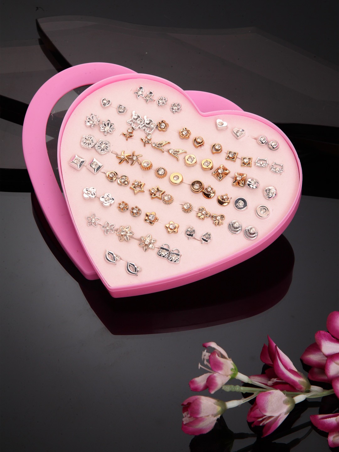 

Shining Diva Fashion Set Of 36 Contemporary Studs Earrings, Multi