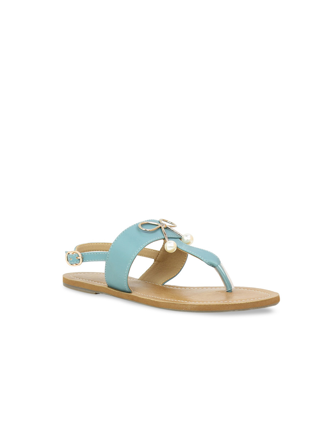 

Inc 5 Women Turquoise Blue Solid T-Strap Flats