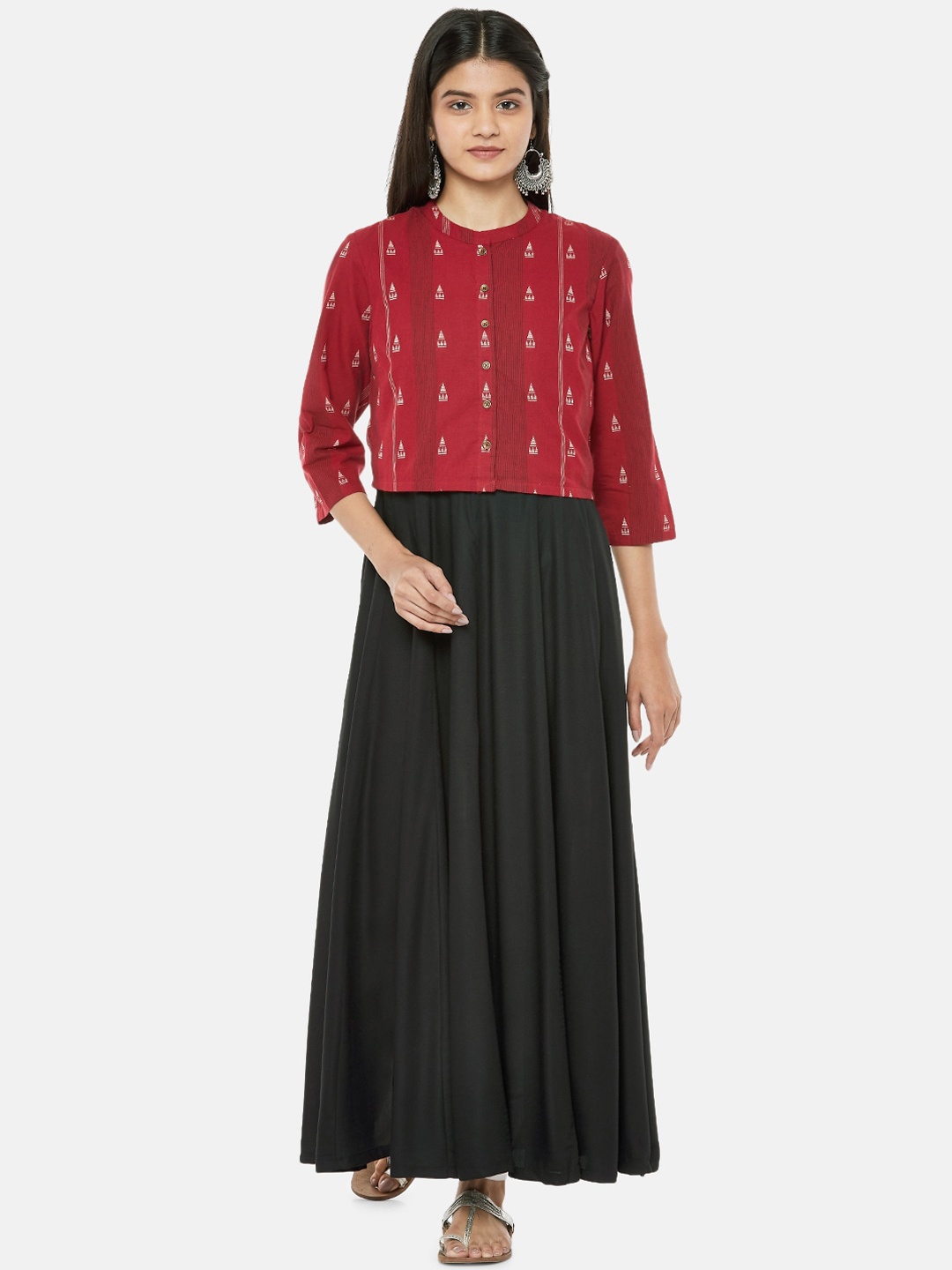 

RANGMANCH BY PANTALOONS Women Black Kurta with Jacket