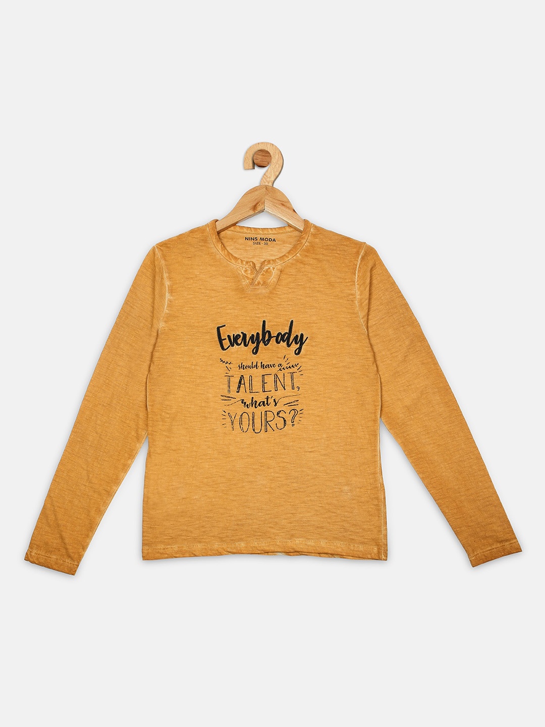 

Nins Moda Boys Yellow & Black Printed Round Neck T-shirt