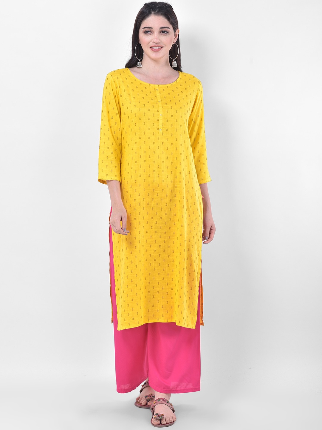 

Span Women Yellow Ethnic Motifs Printed Kurta