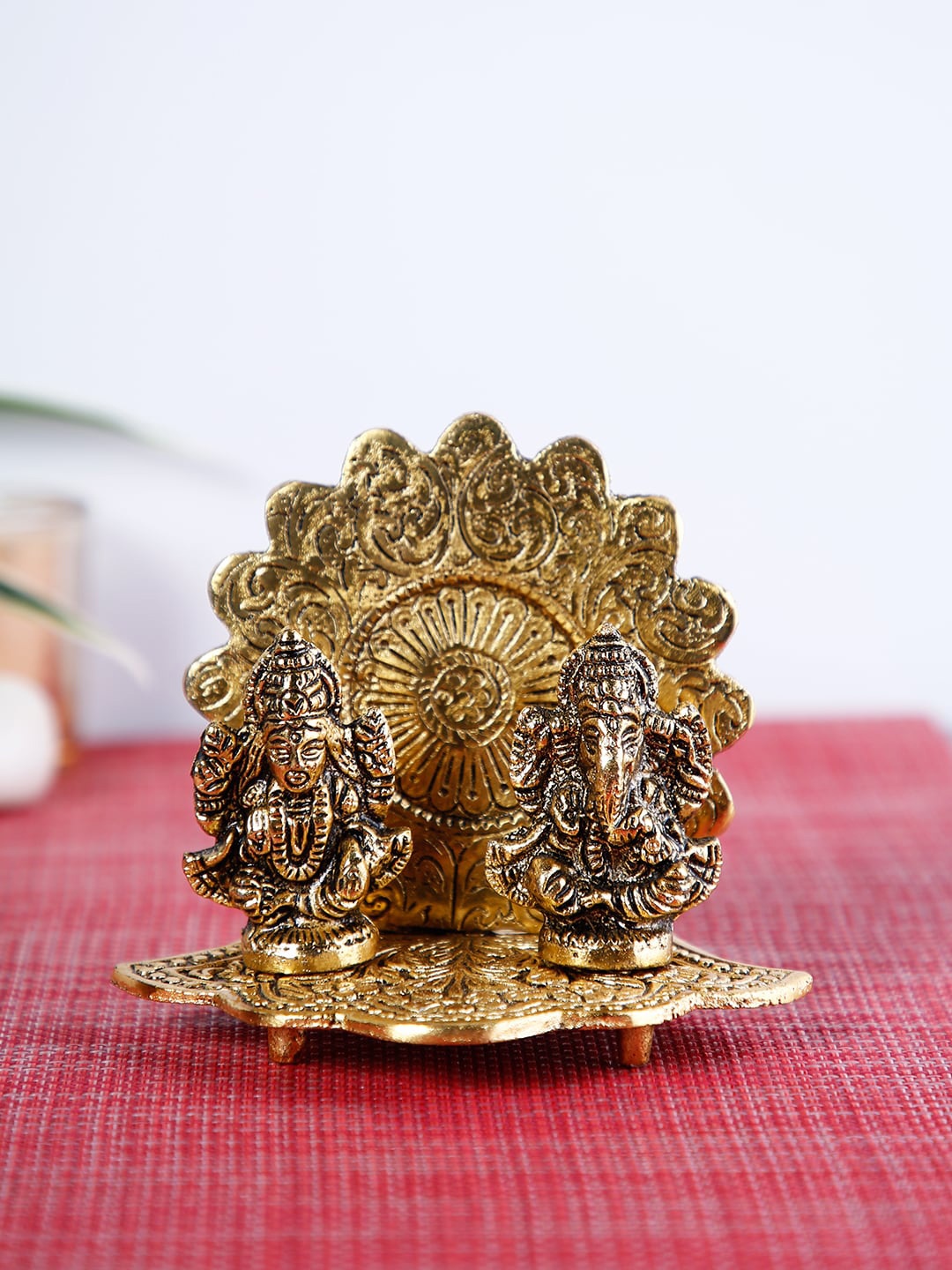 

CraftVatika Gold-Plated Laxmi Ganesh Idol Showpiece