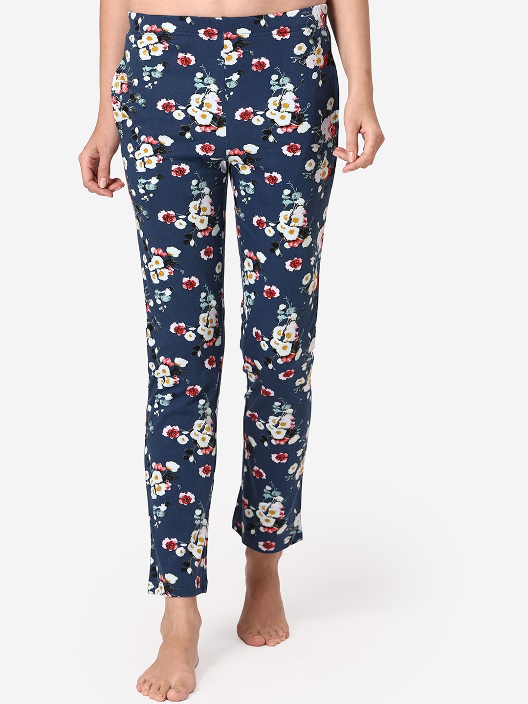 

Vami Women Navy Blue & Pink Cotton Printed Lounge Pants