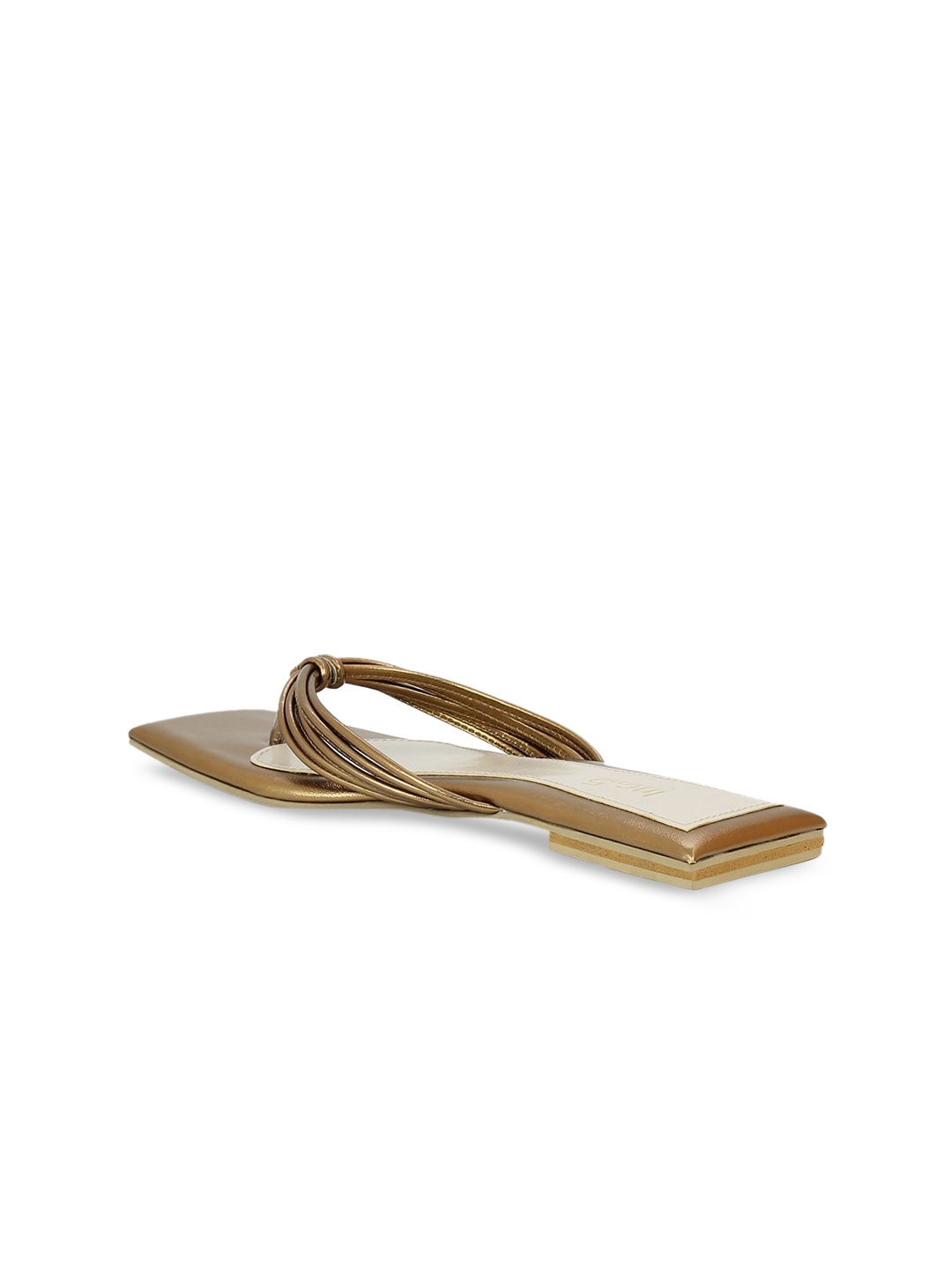 

Inc 5 Women Gold-Toned Solid T-Strap Flats