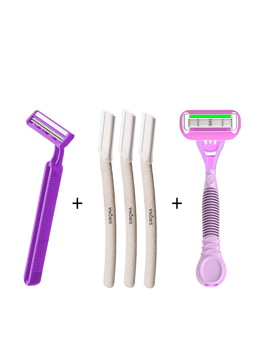 

Sirona Women Pack of 1 Twin Blade Razor, 1 Four Blade Razor, 3 Facial Razors, Multi