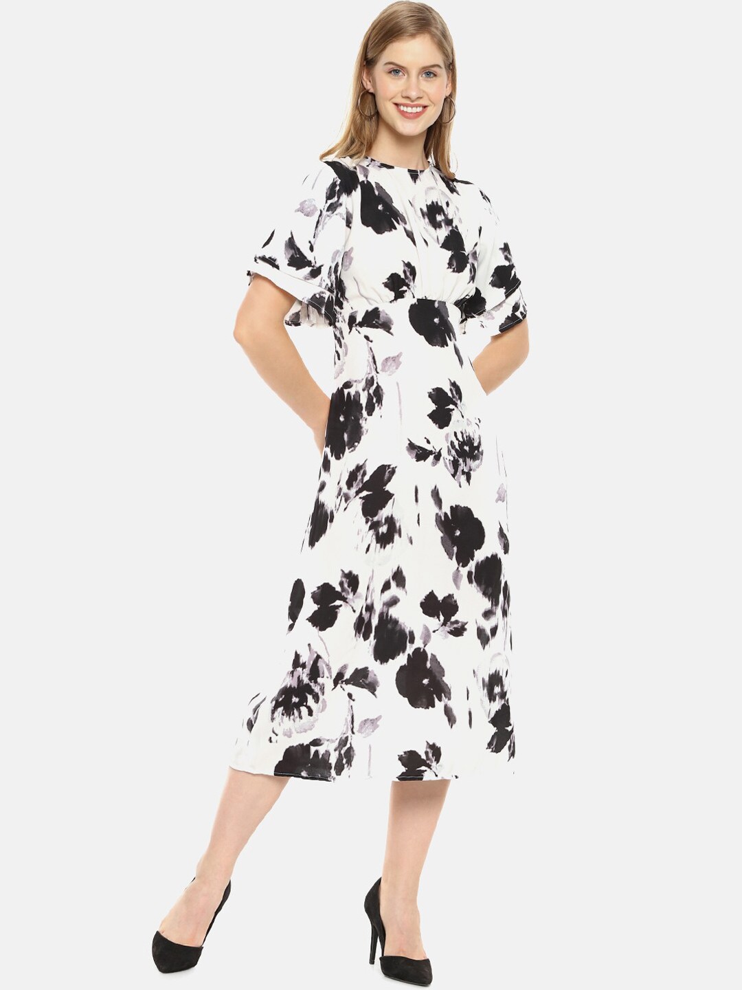 

Campus Sutra Women White Printed A-Line Dress