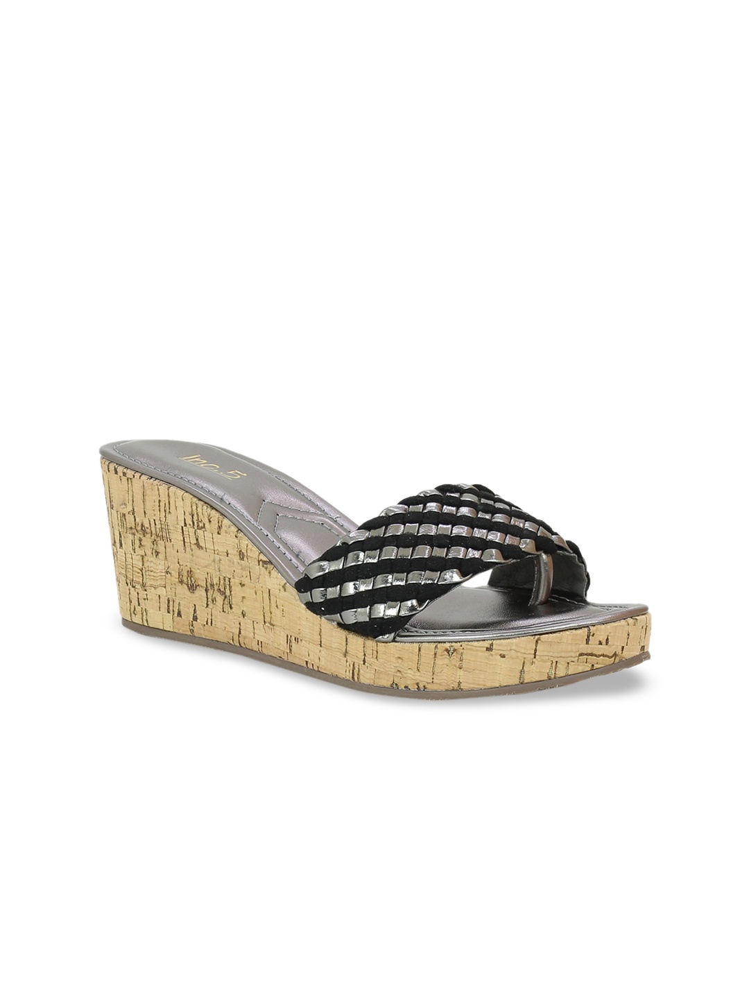 

Inc 5 Women Grey & Black Woven Design Wedges