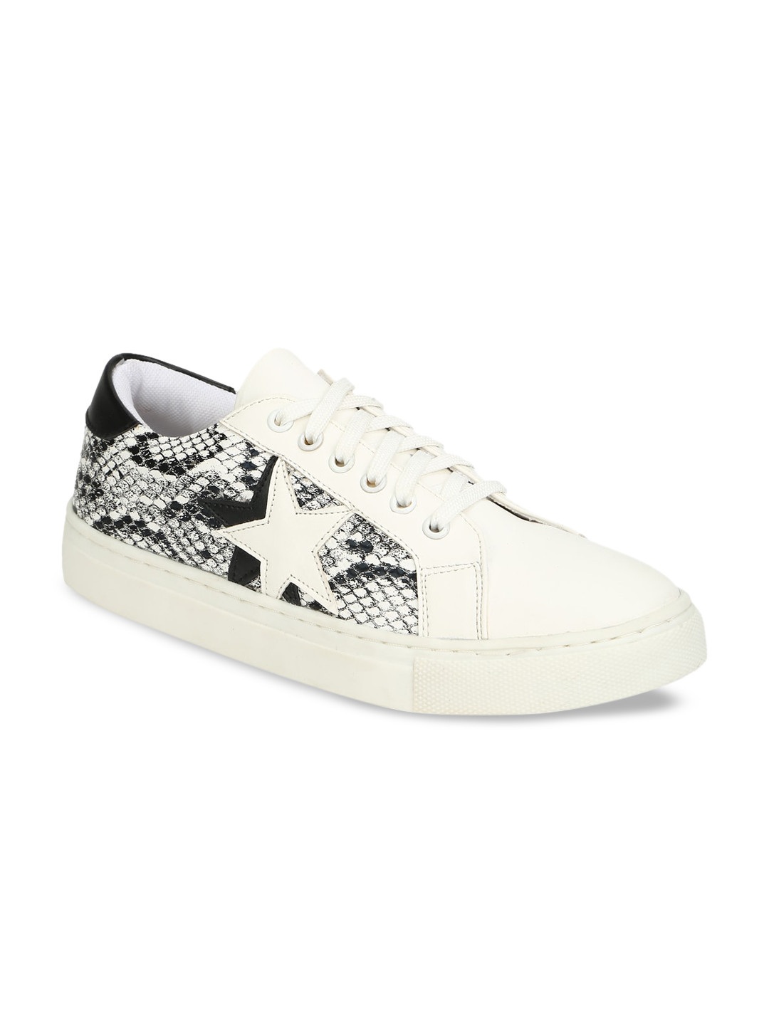 

Truffle Collection Women Black & White Printed PU Sneakers Casual Shoes