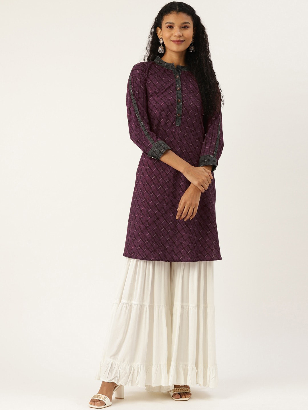 

Cottinfab Women Purple Printed Kurta