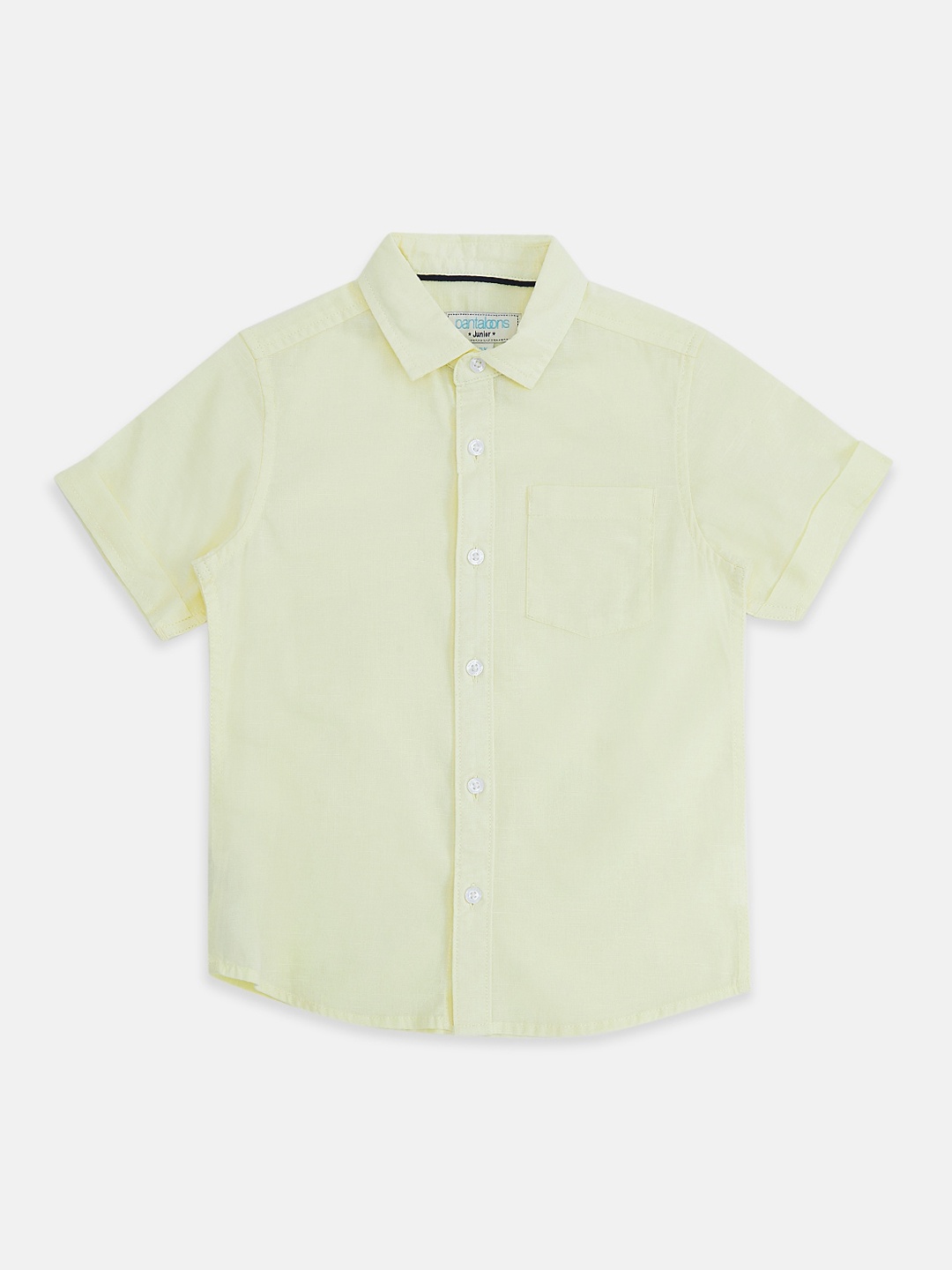 

Pantaloons Junior Boys Green Regular Fit Solid Casual Cotton Shirt