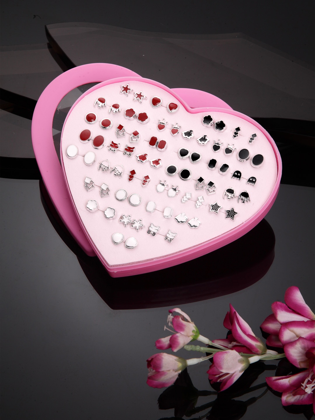 

Shining Diva Fashion Set Of 36 Contemporary Studs Earrings, Multi