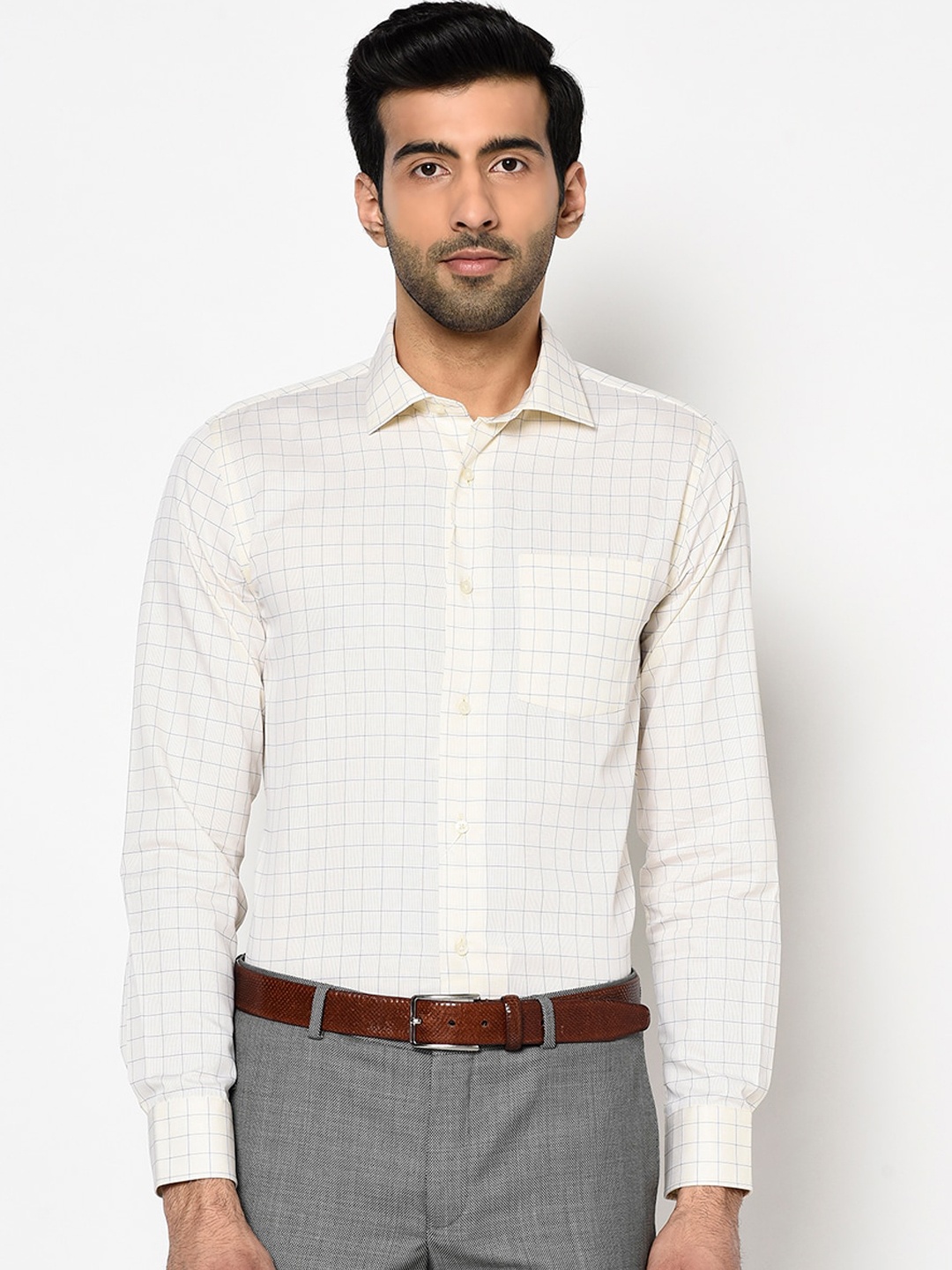 

Blackberrys Men Yellow India Slim Fit Checked Formal Shirt
