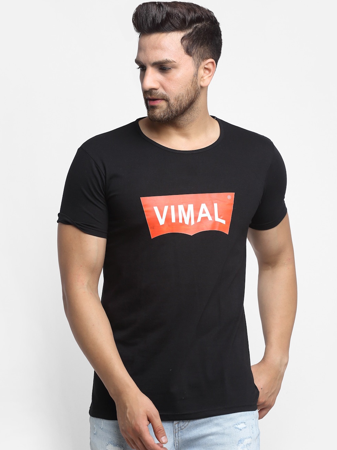 MACK JONNEY Men Black Printed Round Neck T-shirt