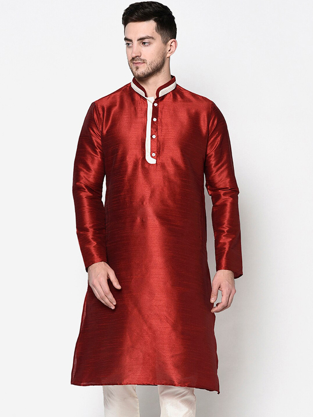 

DEYANN Men Red Kurta