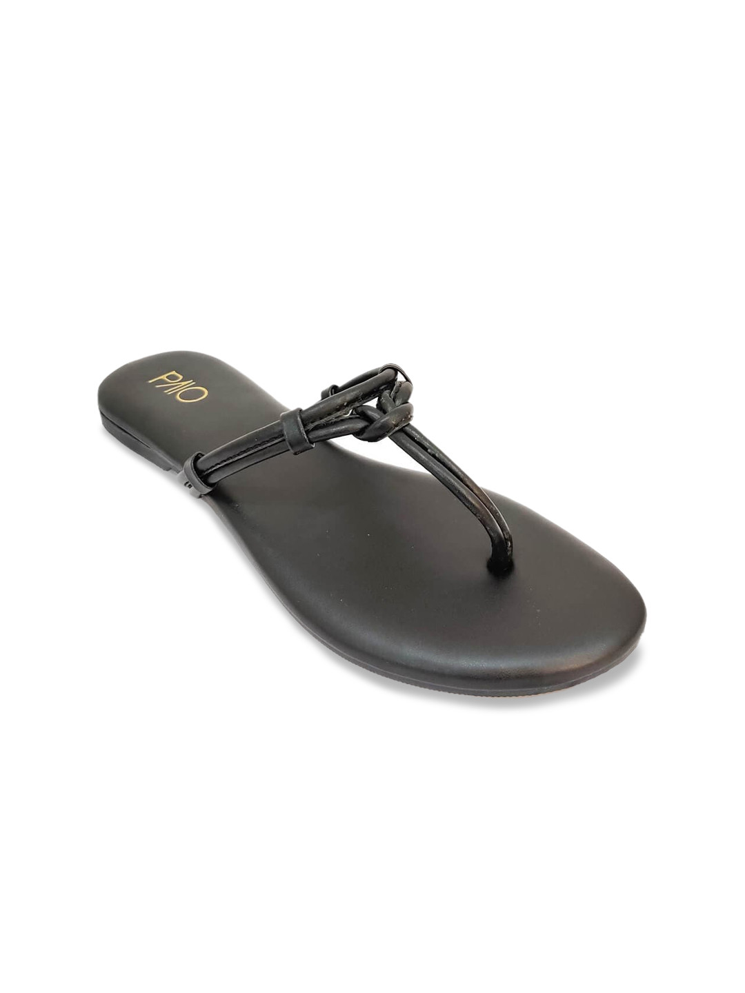 

PAIO Women Black Solid T-Strap Flats