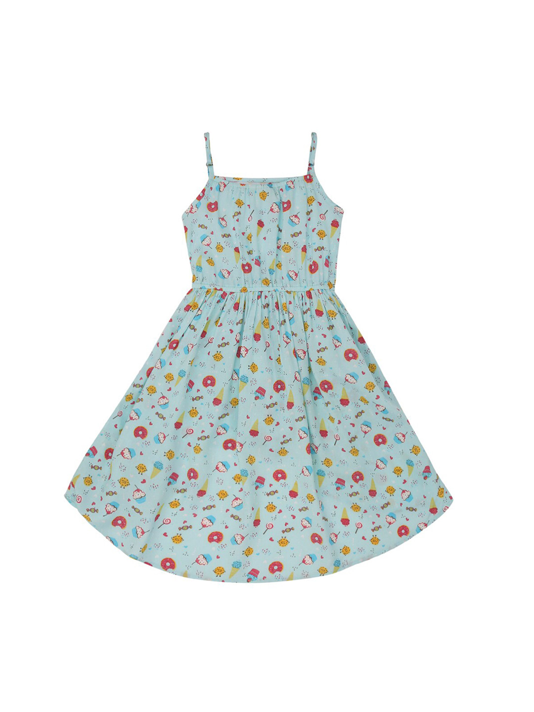 

Ed-a-Mamma Girls Sea Green Printed A-Line Dress
