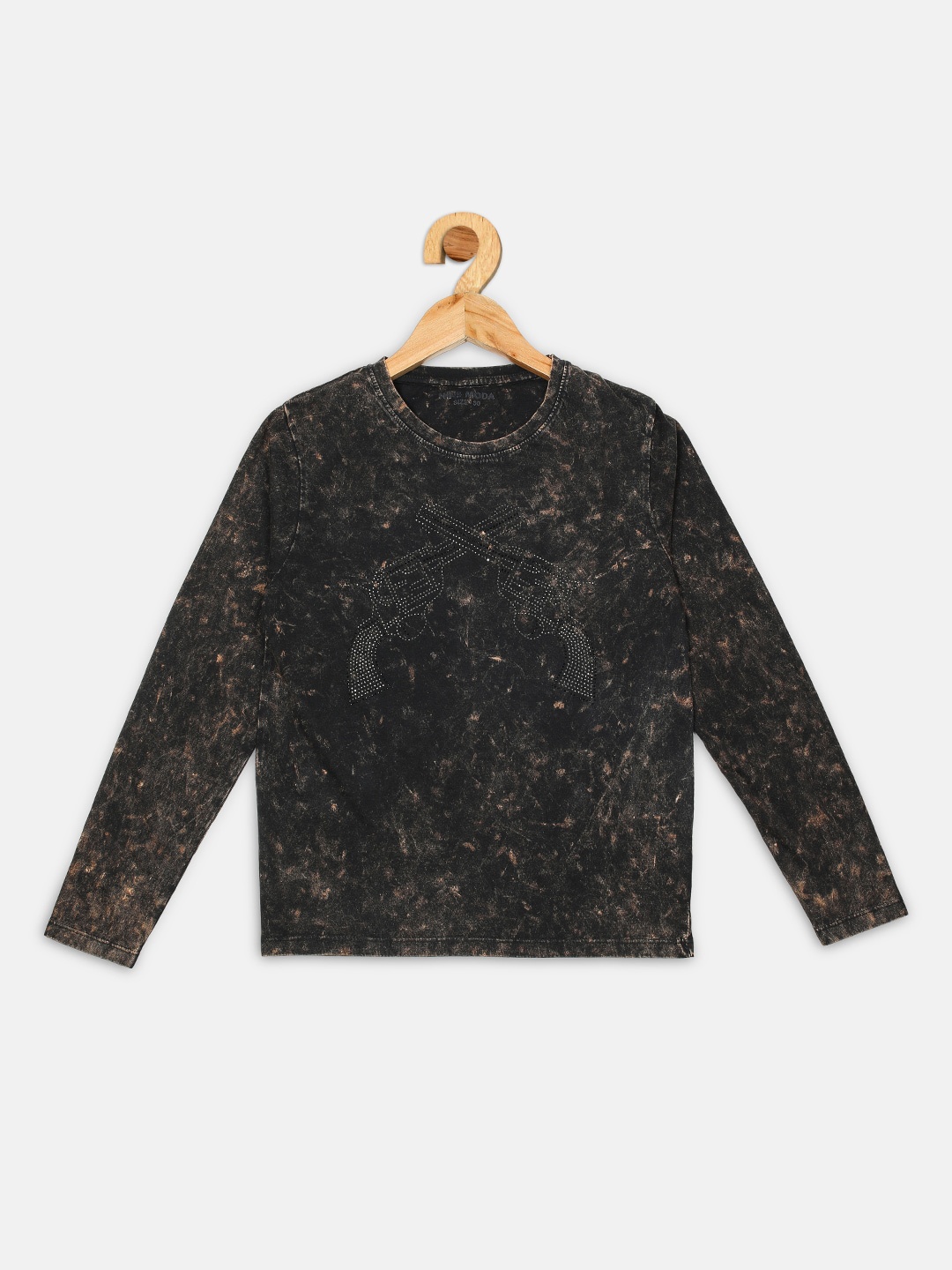 

Nins Moda Boys Black Self Design Round Neck T-shirt