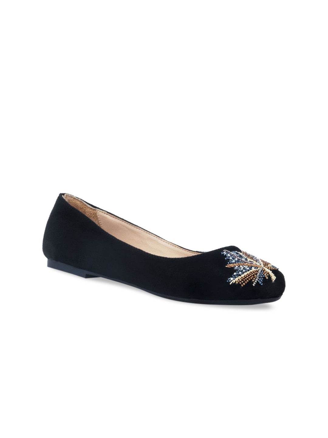 

London Rag Women Black Embellished Suede Ballerinas