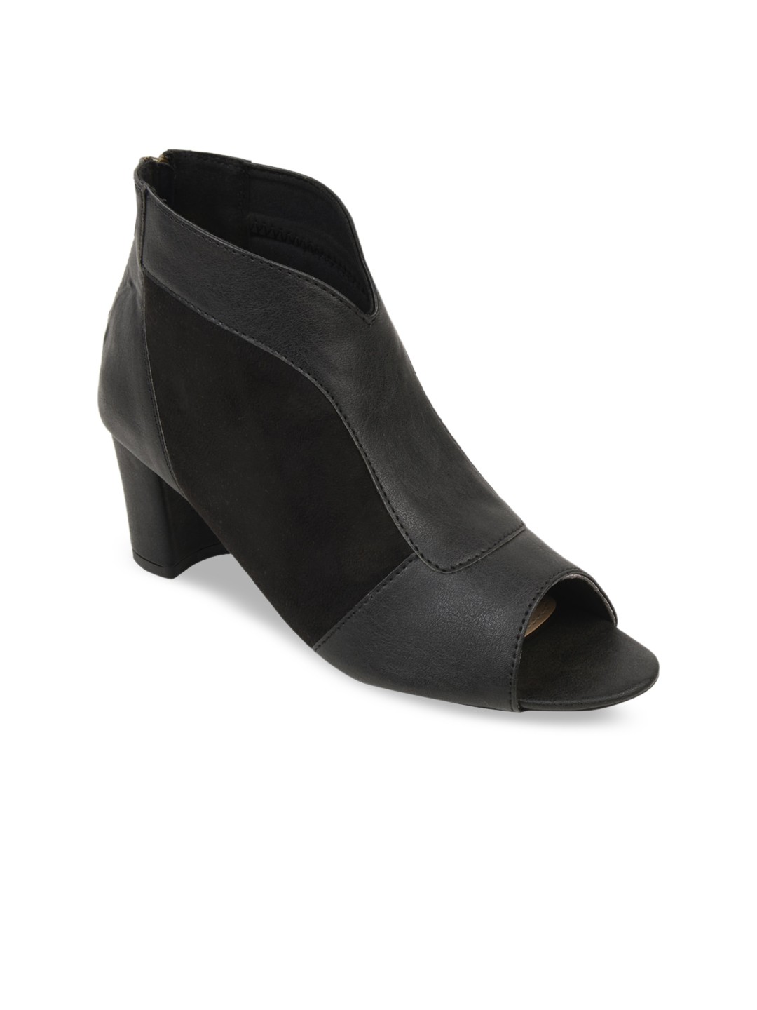 

Rocia Women Black Solid Mid-Top Heeled Boots
