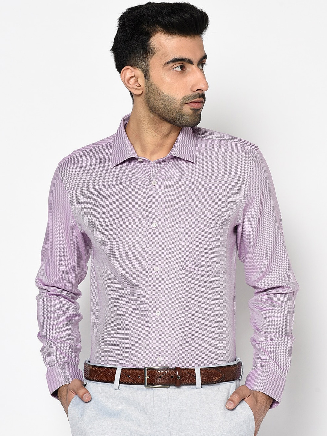

Blackberrys Men Purple Cotton India Slim Fit Solid Formal Shirt