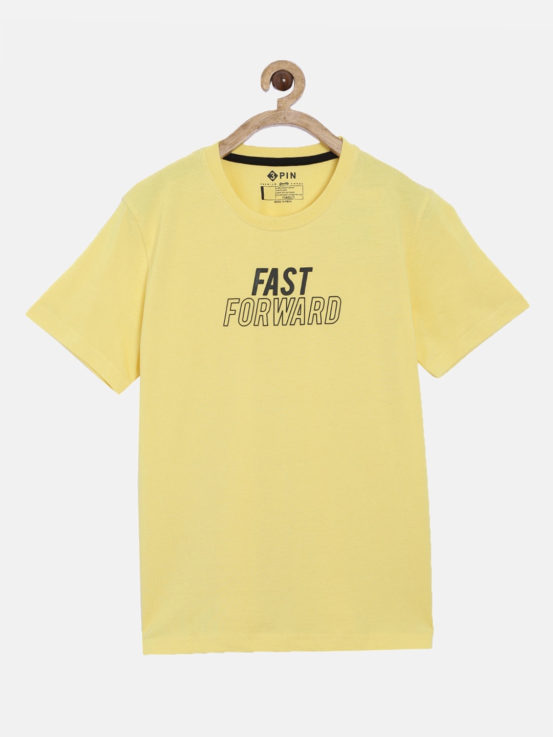 3PIN Boys Yellow Printed Round Neck T-shirt
