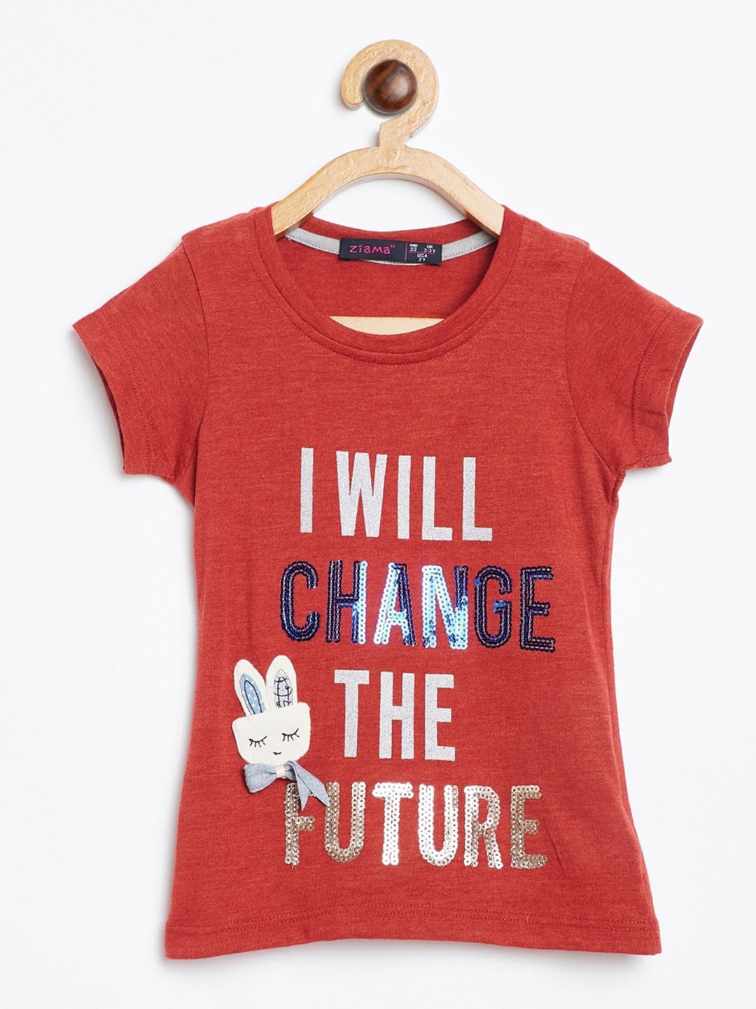 

Ziama Girls Rust Printed Regular Top