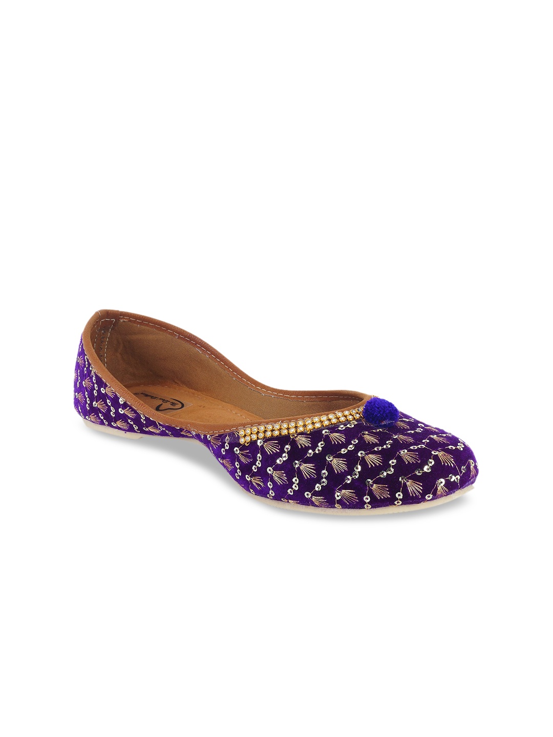 

The Desi Dulhan Women Blue Solid Mojaris