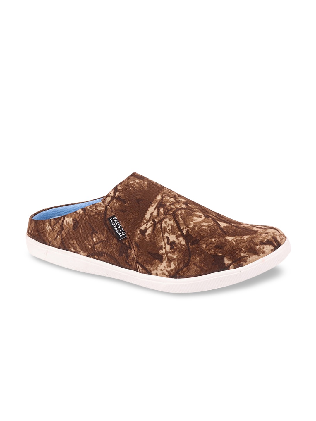 FAUSTO Men Brown Printed Slip-On Sneakers Casual Shoes