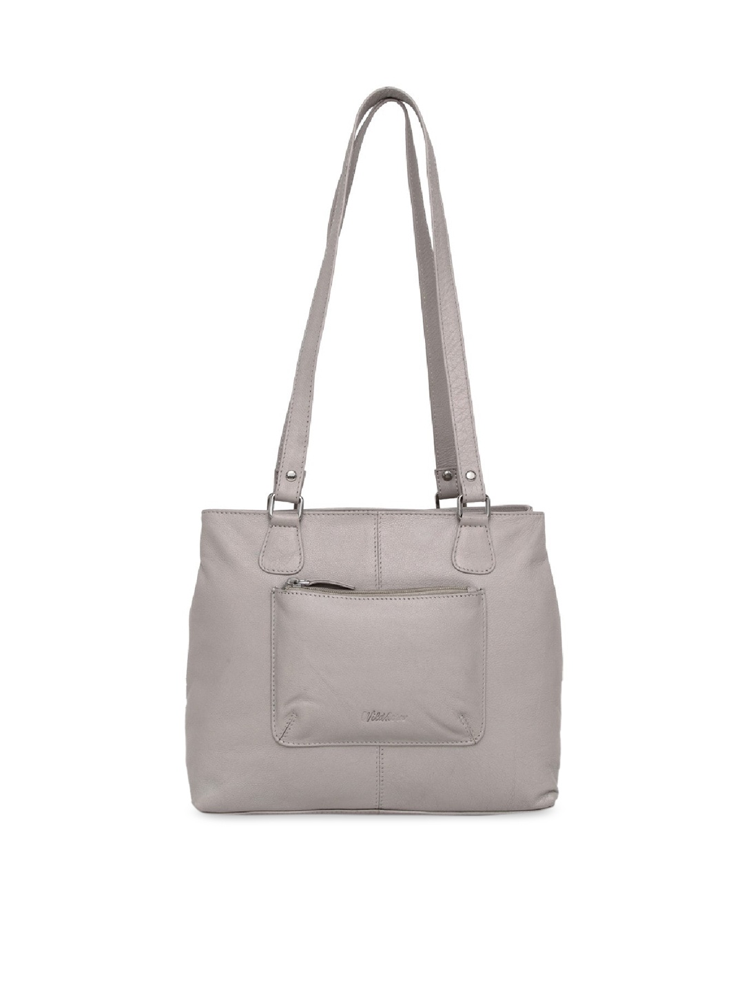 

WildHorn Grey Solid Genuine Leather Shoulder Bag
